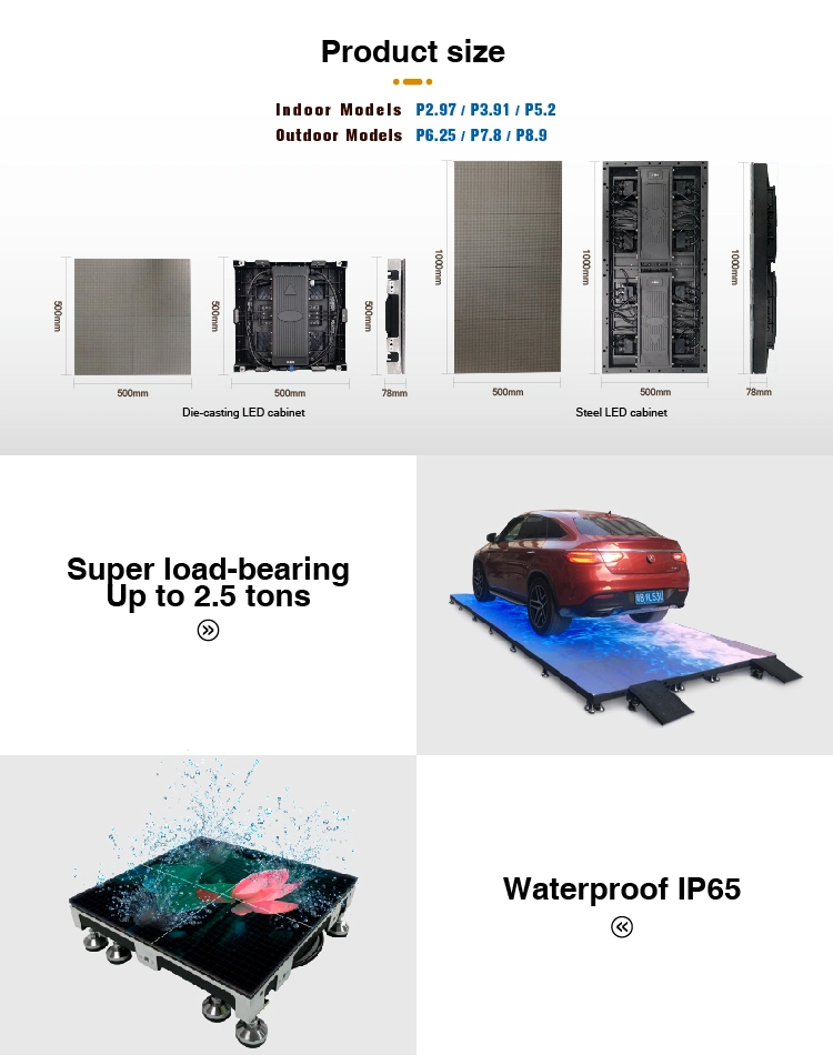 IP 67 Outdoor P6.25 P7.8 P8.9 Pixel Urban Centers Floor Fountain Video LED Display for Stage Billboard Fixed LED Video Panel